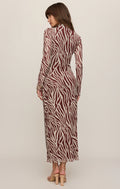 Sevilla Zebra Mesh Midi Dress - Velvet Rouge