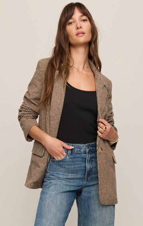 Evan Houndstooth Blazer - Dark Chocolate