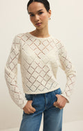 Hullen Diamond Crochet Sweater - Cloud