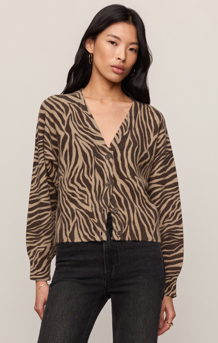 All The Wild Zebra Cardigan - Dark Chocolate